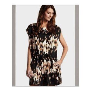 DEREK LAM BY DESIGN NATION Tunic Dress Drawstring Black Brown Cream Waist M NWT